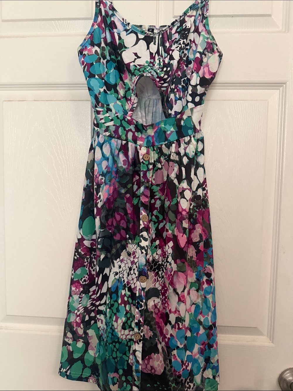 Colorful Abstract Print Cutout Sundress - Picture 4 of 5